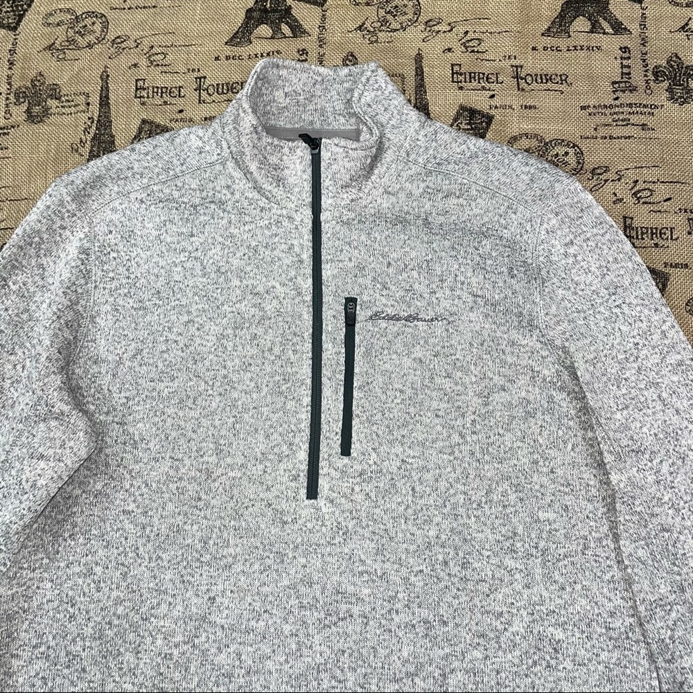 Eddie Bauer NWOT! Gray Polyester Fleece Quarter Zip Sweater Size TL - Picture 5 of 11
